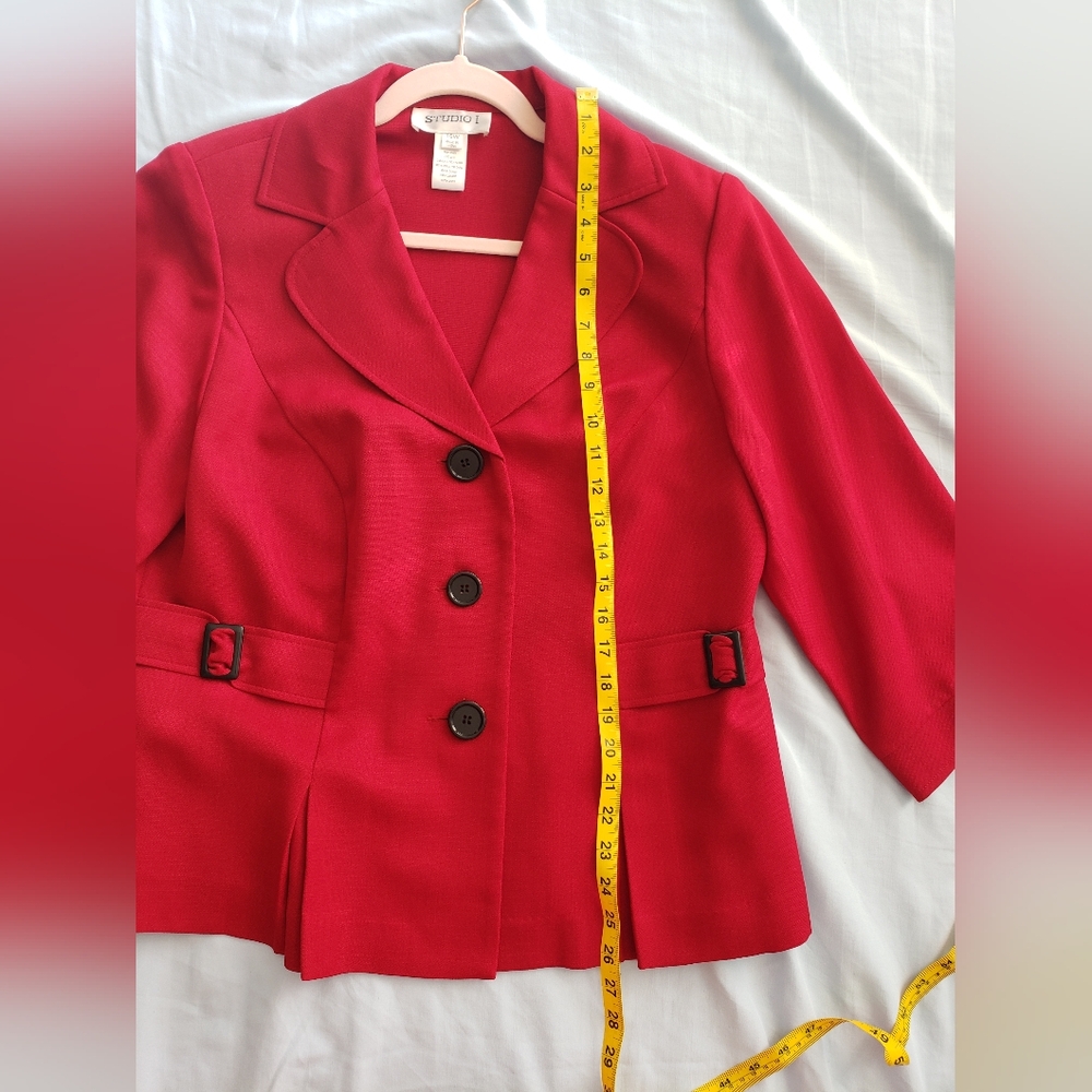 Tailored Shoulder Pads Classic Blazer Suit Jacket With Notch Lapel Vintage Look - Picture 2 of 11